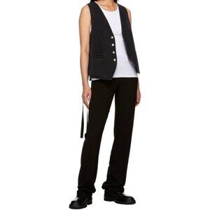 Ann Demeulemeester Women's Size 38 Black Ankle Dress Pant Mid Rise Slash Pockets